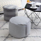 Padded Pouf Ottoman with Woven Structure and Carrying Handle