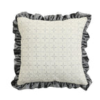 Square decorative pillow in Baroque style with velvet ruffle and putto jacquard