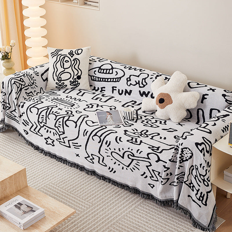 Gemütliche Sofa-Wohndecke mit Cartoon-Motiv