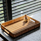 Handcrafted Rectangular Wicker Serving Tray