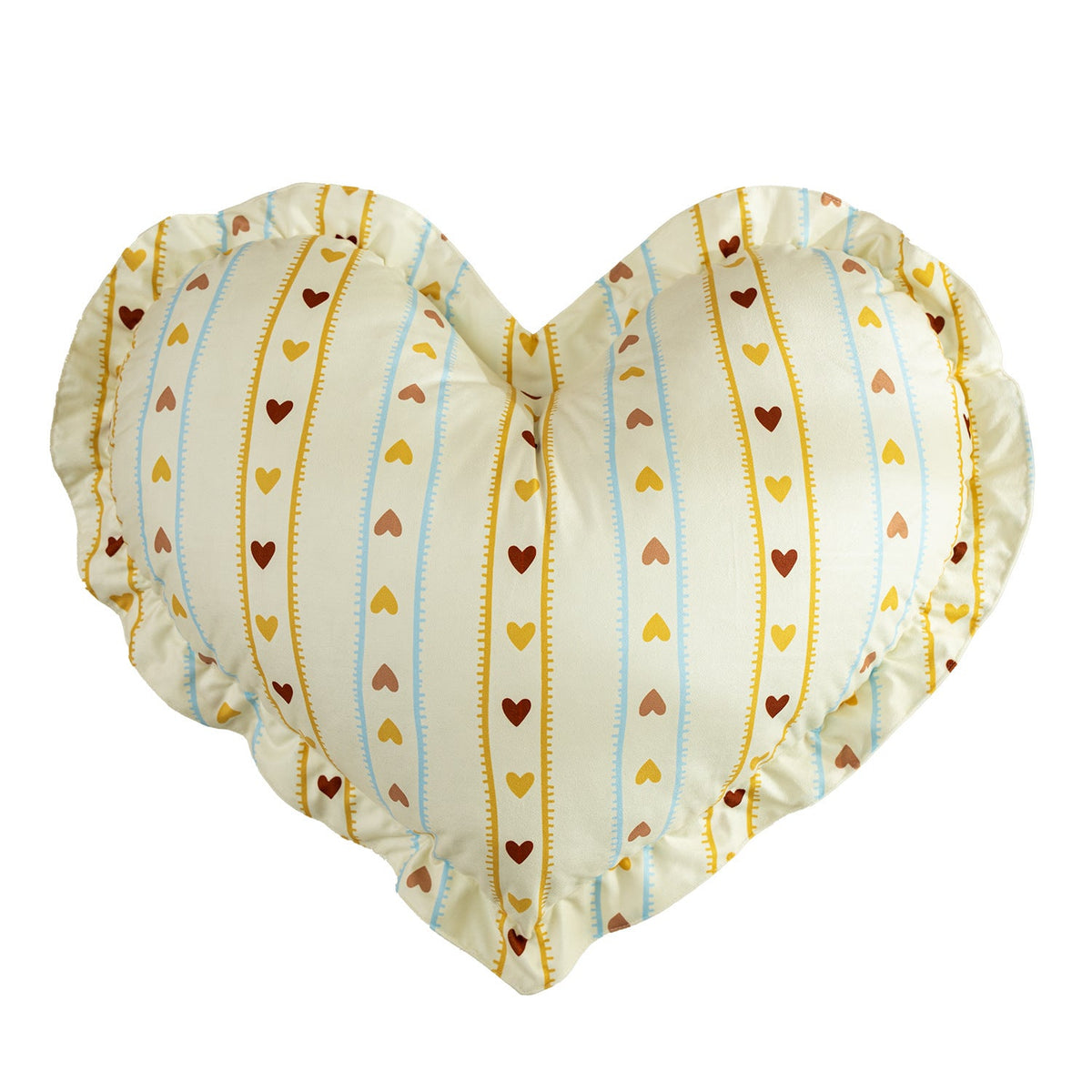 Heart-Shaped Decorative Pillow with Ruffled Edge