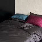 Satin Bedding Set with Animal Print Pillows