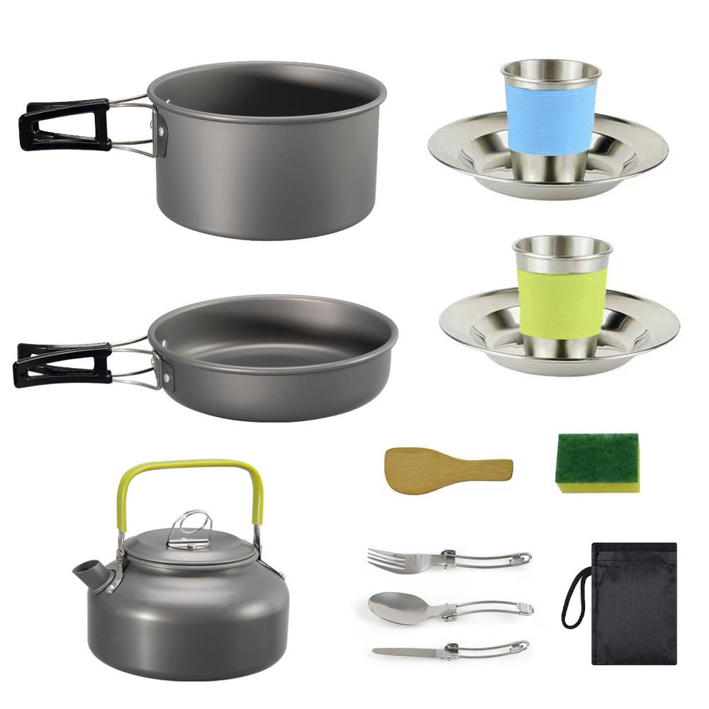 Hard-Anodized Camping Cookware Set with Kettle