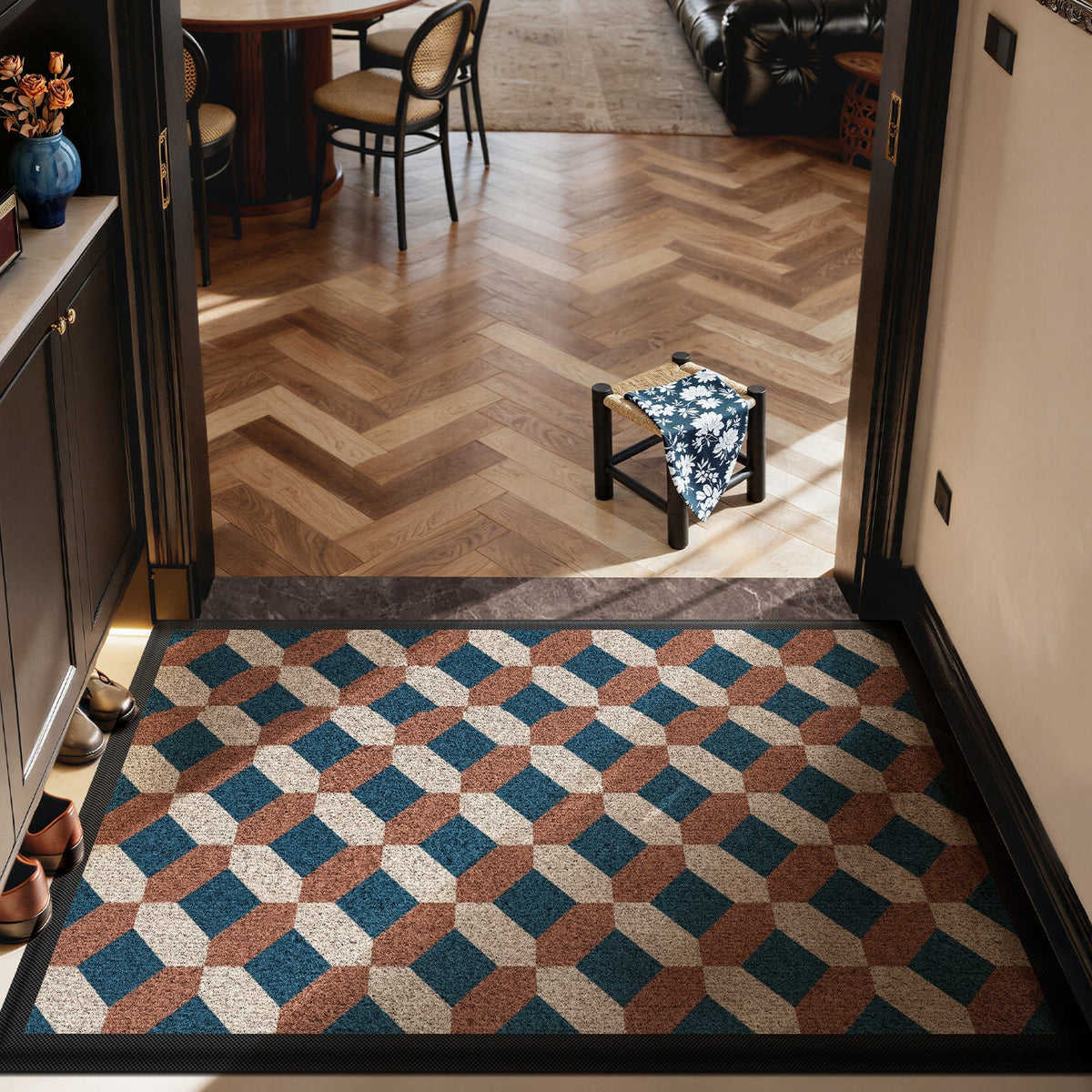 Textured Geometric Entrance Mat