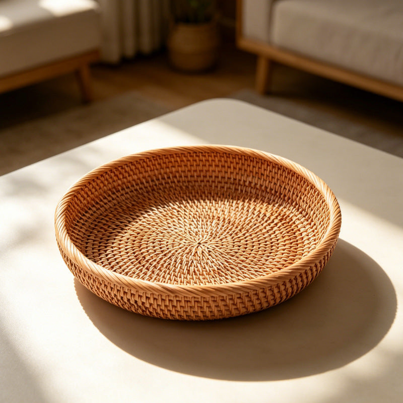 Round Decorative Woven Serving Tray