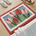 Textured Floral Bath Mat