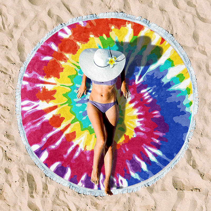 Rundes Strandtuch mit Sonnenuntergangs-Design