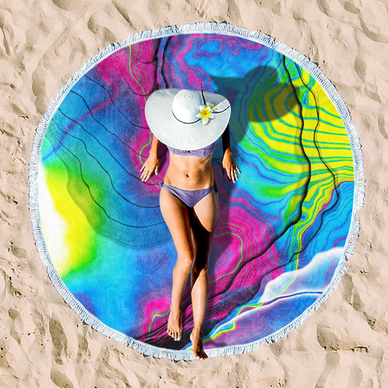 Rundes Strandtuch mit Sonnenuntergangs-Design