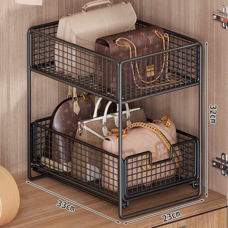Two-Tier Pull-Out Mesh Cabinet Drawer Organizer