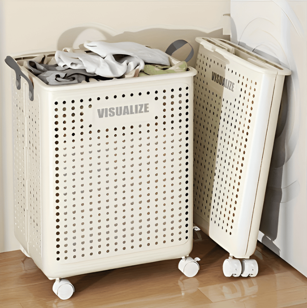 RollEase Foldable Laundry Basket with Wheels