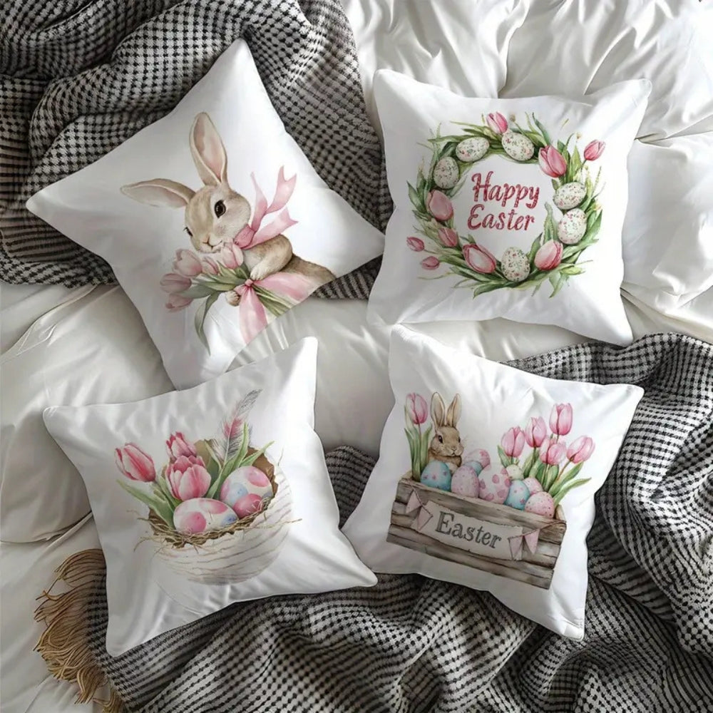Spring Easter Cushion Covers, 4-Piece Set