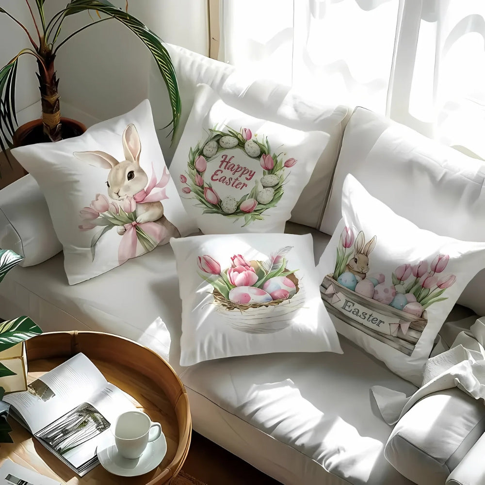 Spring Easter Cushion Covers, 4-Piece Set