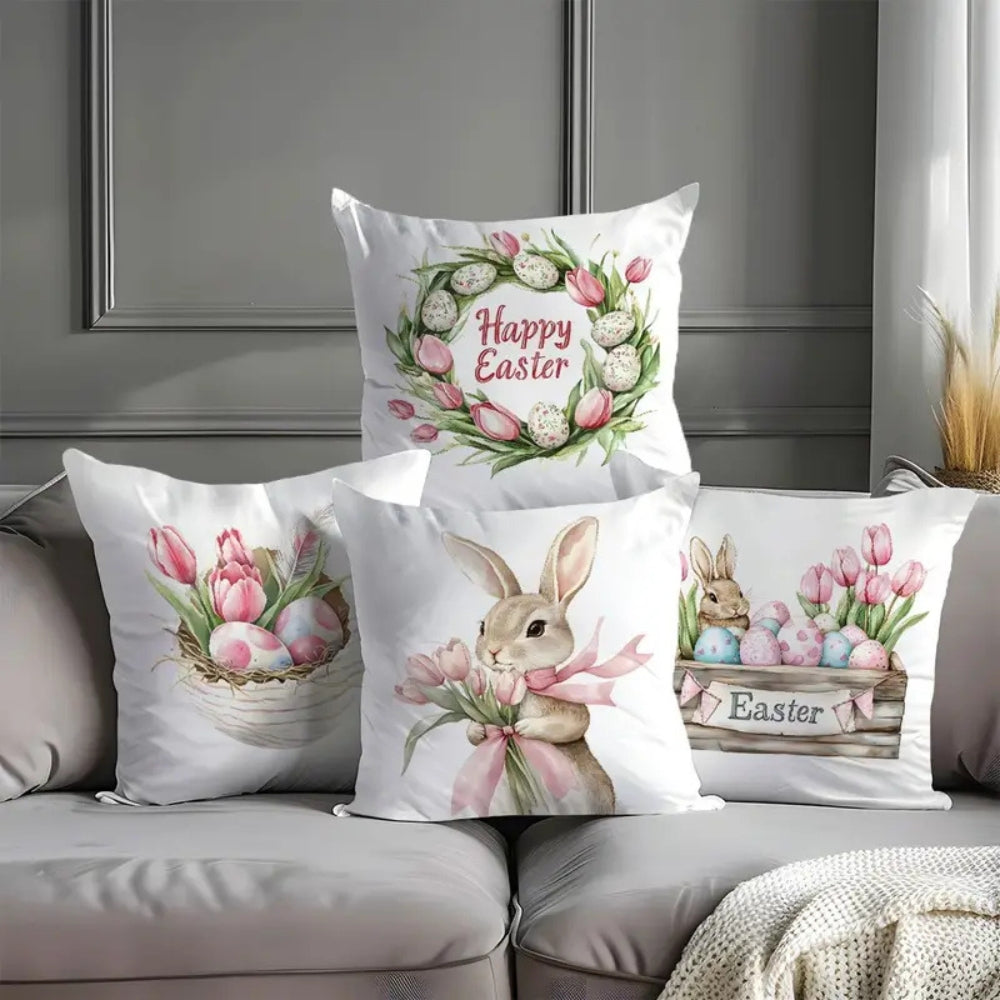 Spring Easter Cushion Covers, 4-Piece Set