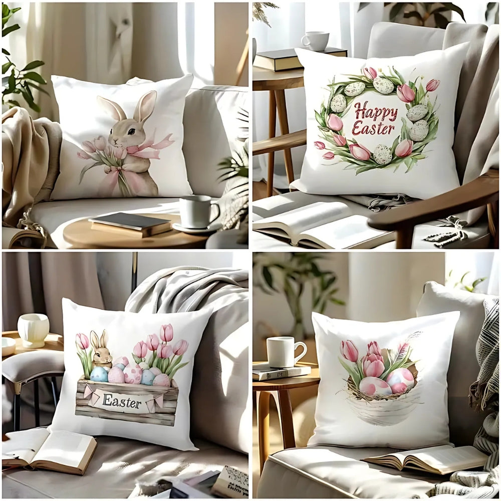 Spring Easter Cushion Covers, 4-Piece Set
