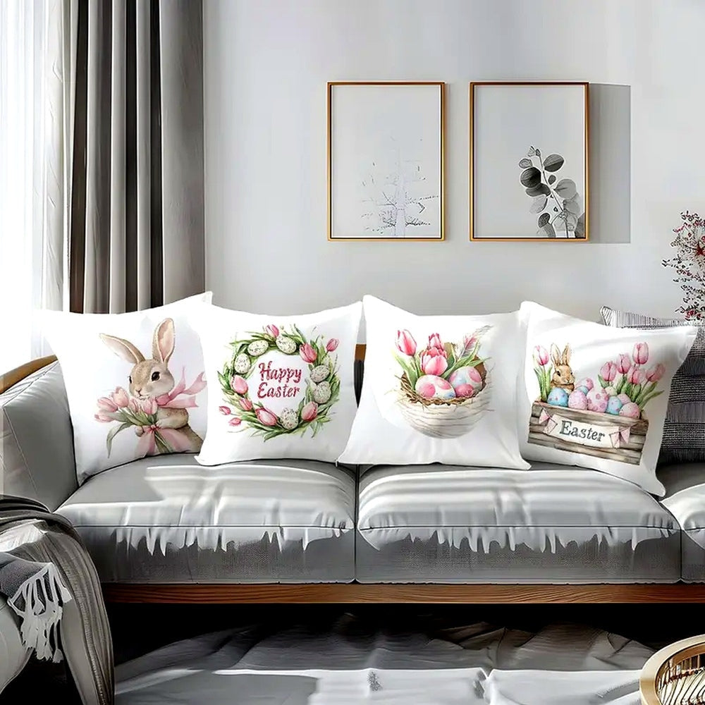 Spring Easter Cushion Covers, 4-Piece Set