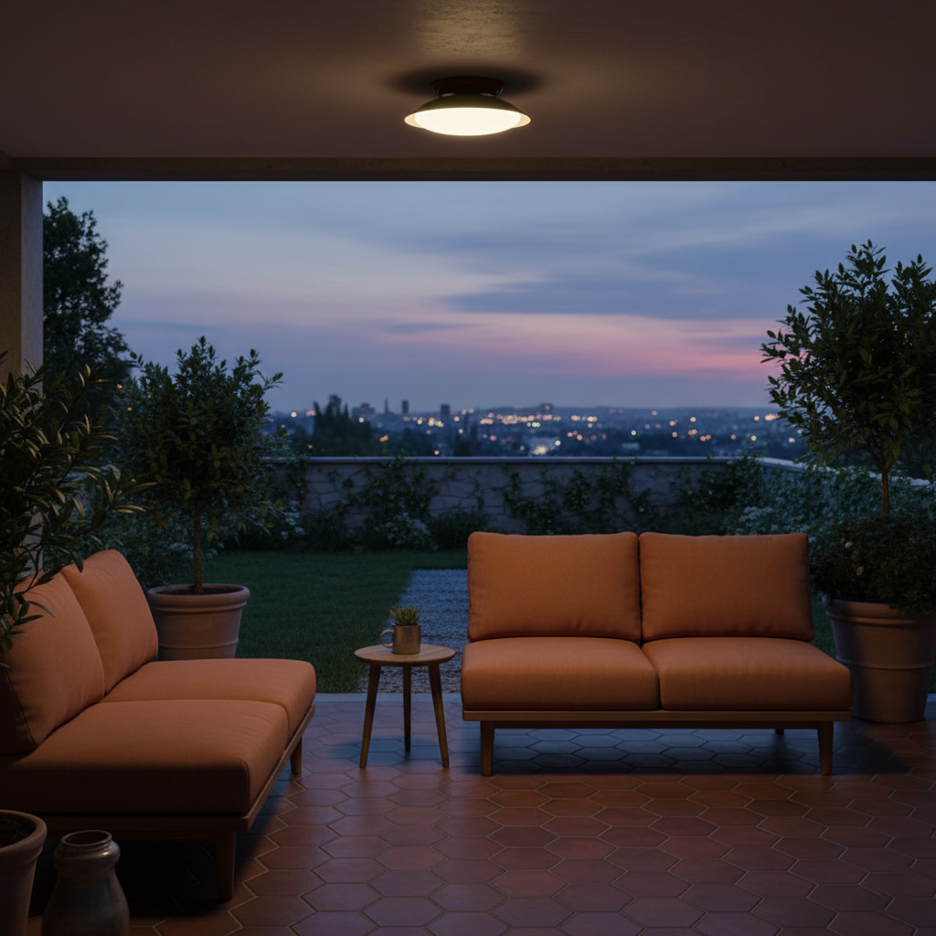 Deckenleuchte Metallkuppel 25 cm LED Grün Braun für Bad und Küche