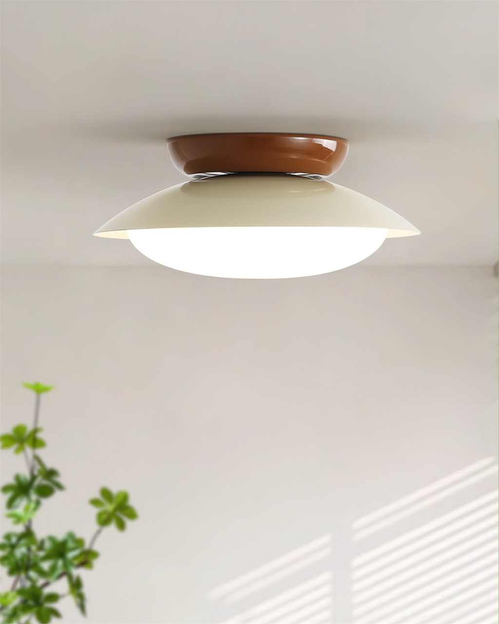 Deckenleuchte Metallkuppel 25 cm LED Grün Braun für Bad und Küche
