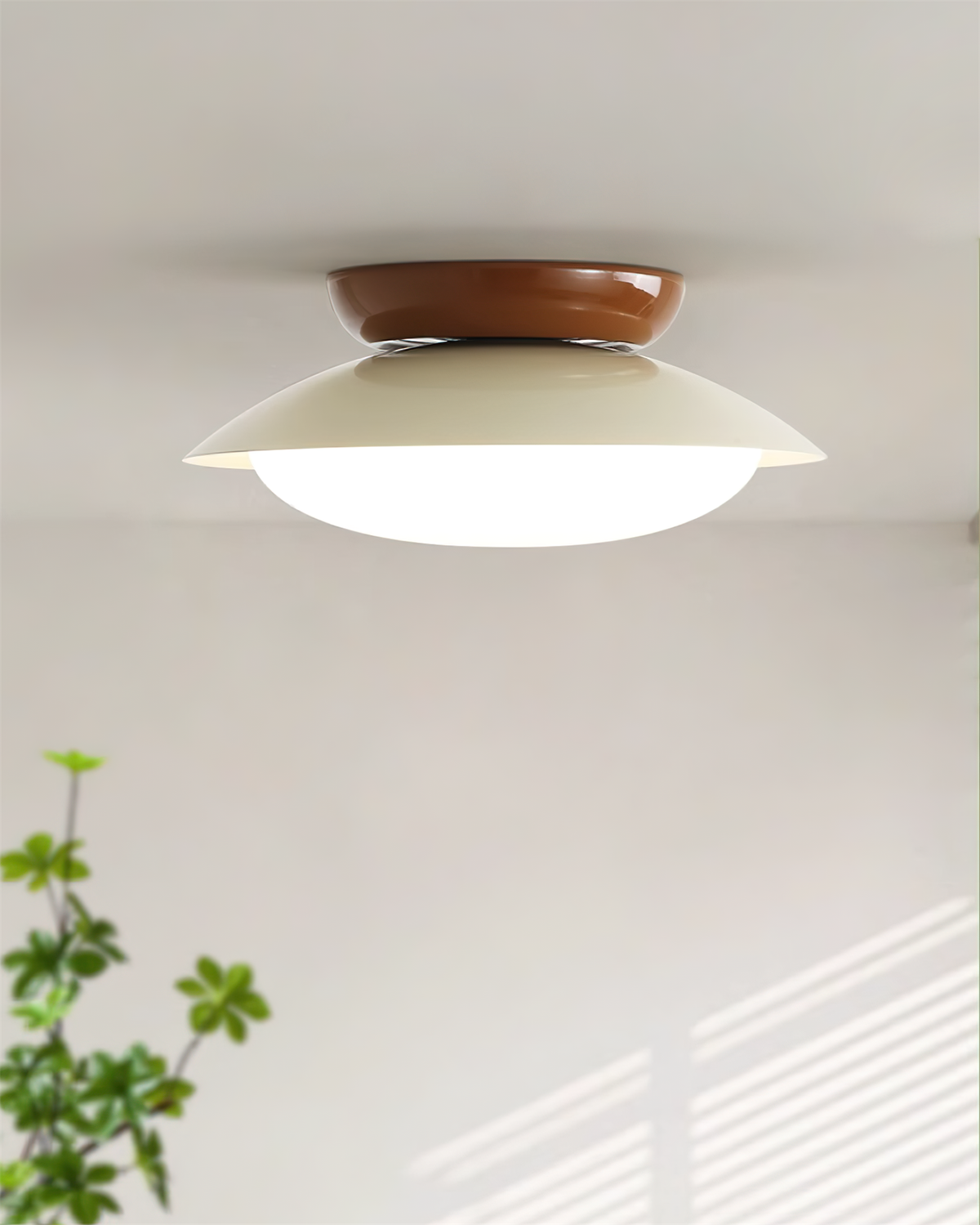 Deckenleuchte Metallkuppel 25 cm LED Grün Braun für Bad und Küche