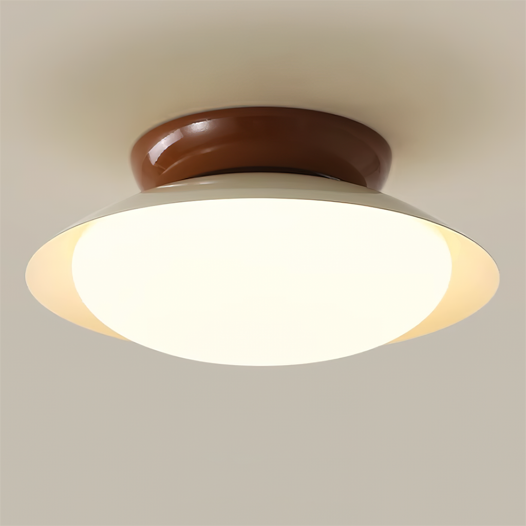 Deckenleuchte Metallkuppel 25 cm LED Grün Braun für Bad und Küche
