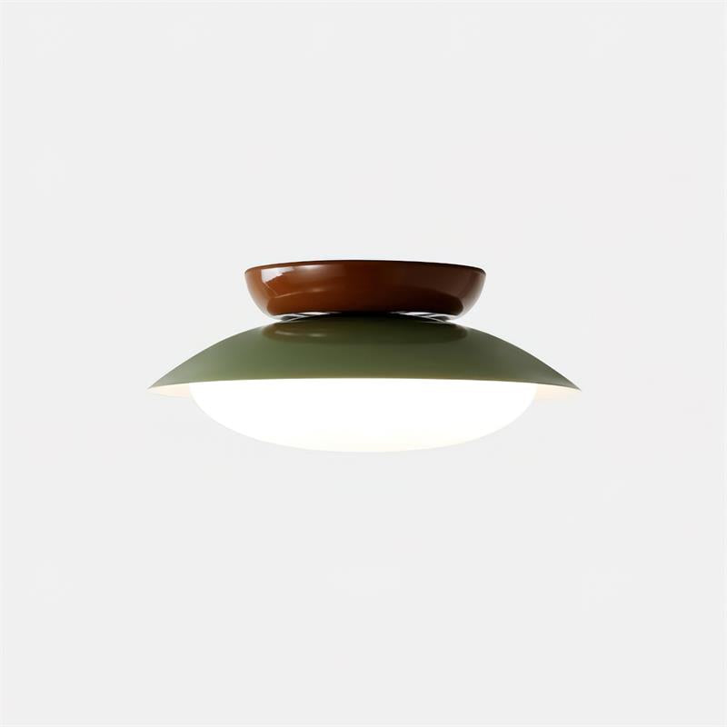 Deckenleuchte Metallkuppel 25 cm LED Grün Braun für Bad und Küche