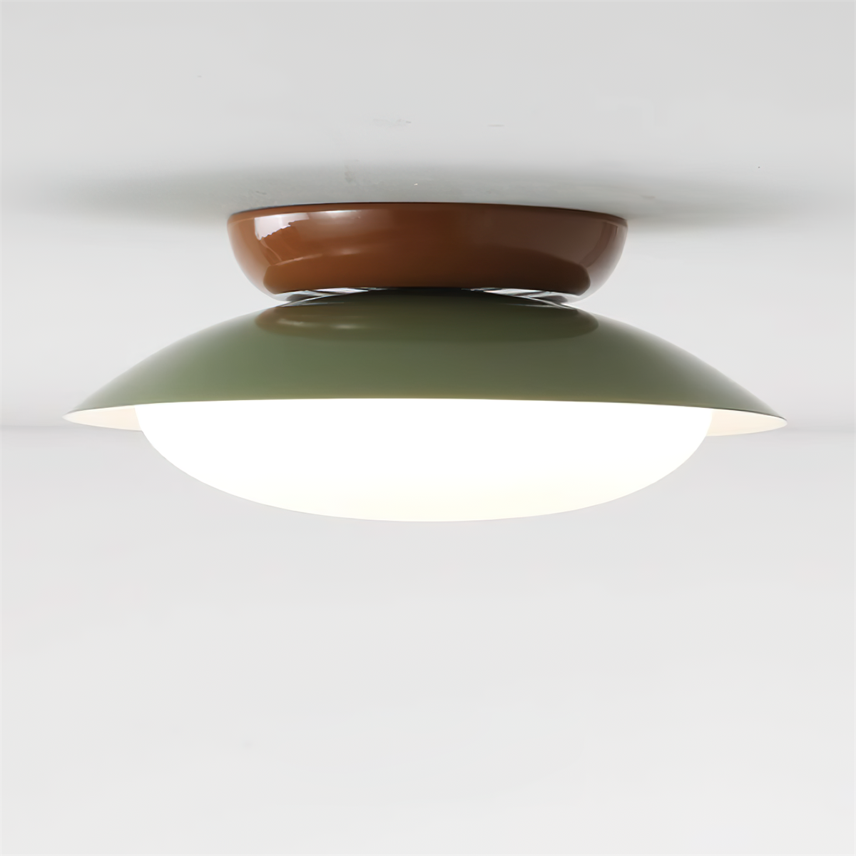 Deckenleuchte Metallkuppel 25 cm LED Grün Braun für Bad und Küche