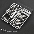 LuxeTools 19-teiliges professionelles Maniküre- & Pediküre-Set aus Edelstahl