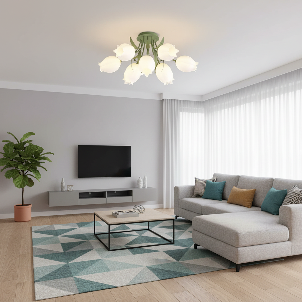 Deckenleuchte Metall Acryl 55 cm Blumen-Design für Wohnzimmer Schlafzimmer Bad