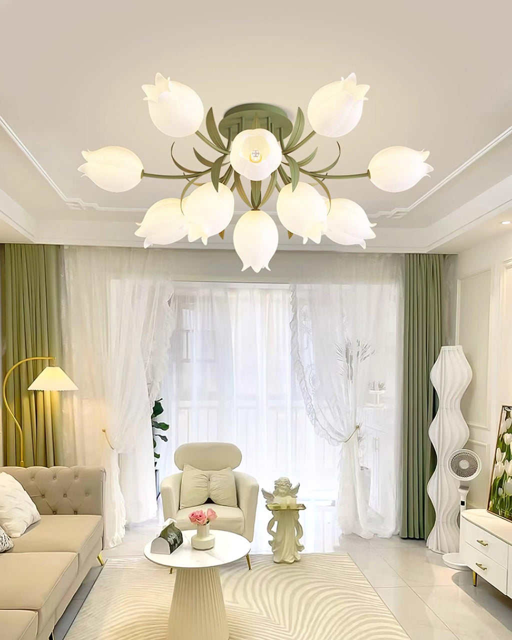 Deckenleuchte Metall Acryl 55 cm Blumen-Design für Wohnzimmer Schlafzimmer Bad