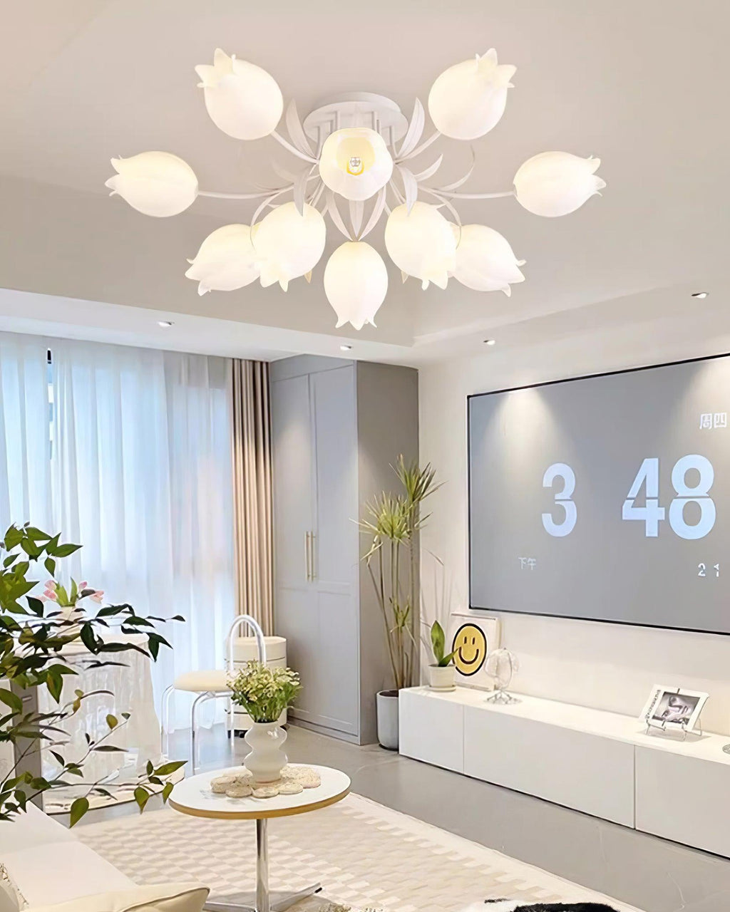 Deckenleuchte Metall Acryl 55 cm Blumen-Design für Wohnzimmer Schlafzimmer Bad