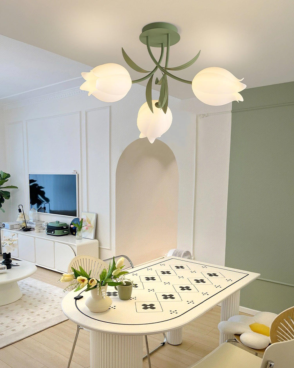 Deckenleuchte Metall Acryl 55 cm Blumen-Design für Wohnzimmer Schlafzimmer Bad