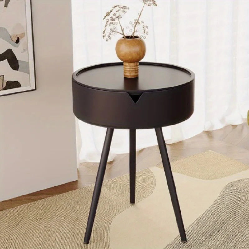 Round Plastic Side Table with Storage