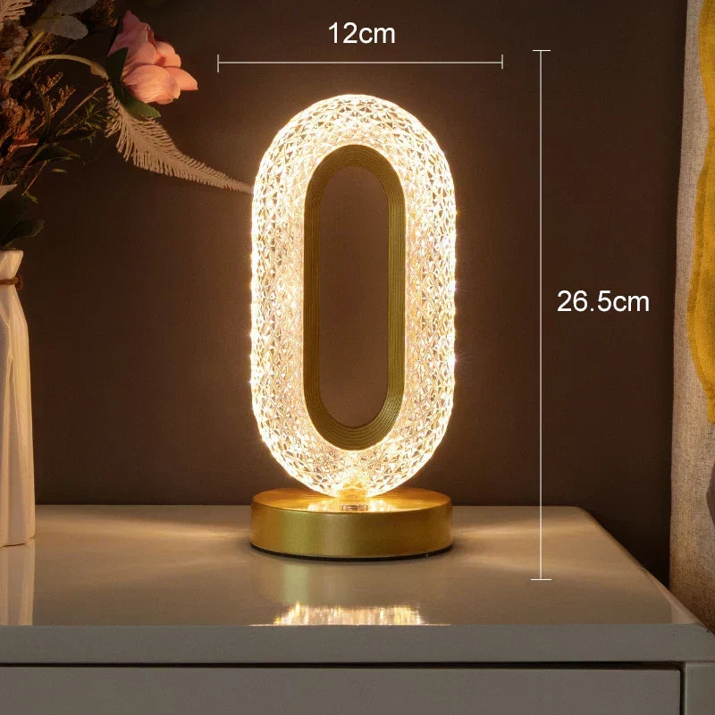 Kristall-LED-Tischleuchte: Dimmbar, USB-Ladefunktion, Touch- & Fernbedienung