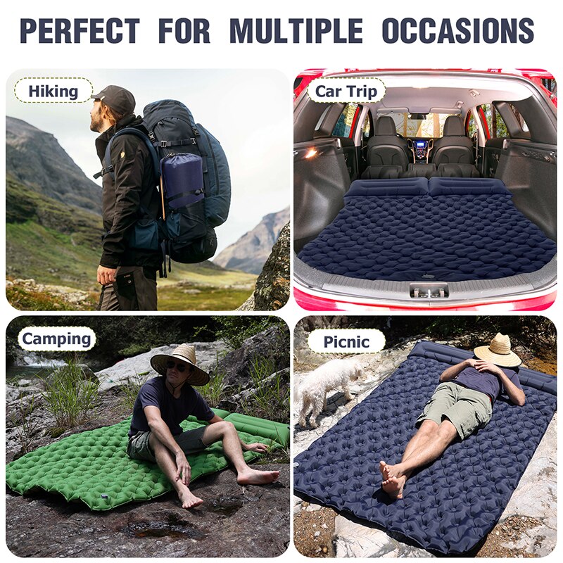 Tragbares aufblasbares Campingbett mit integriertem Kissen