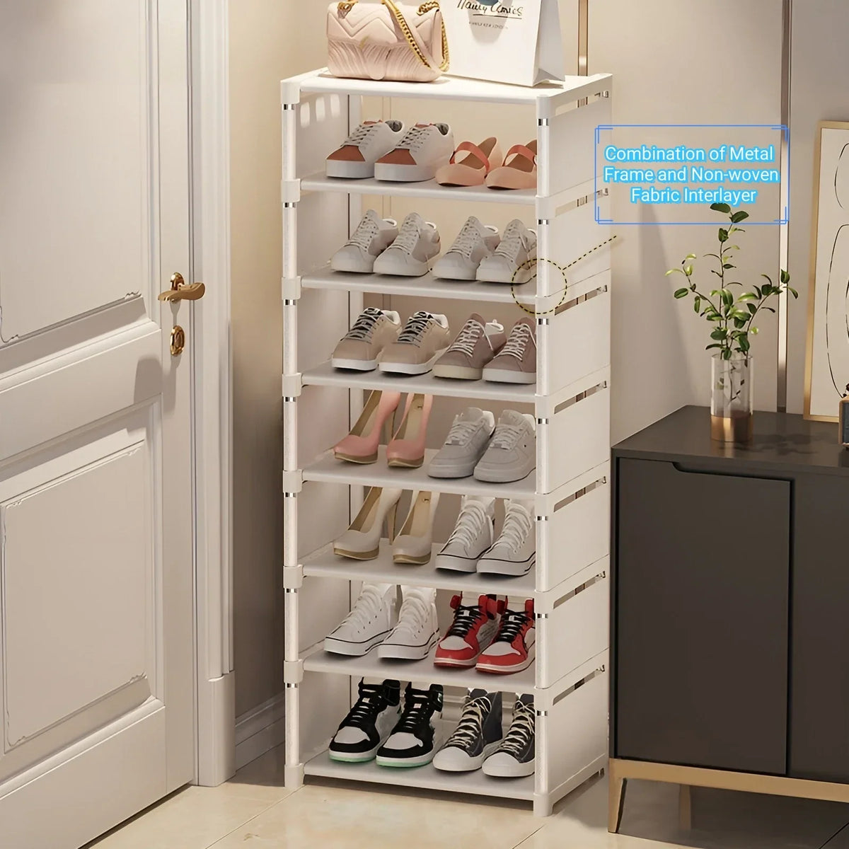 Space-Saving Metal Frame Shoe Rack