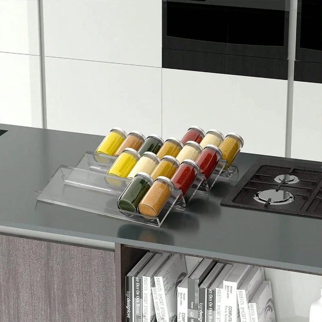 Acrylic Spice Drawer Organizer, 2-Tier, Angled & Stackable