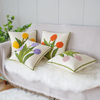 Embroidered Tulip Pillowcase
