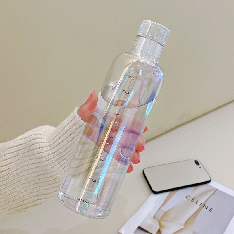 Heat-Resistant Glass Water Bottle with Time Scale
