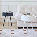 Round Plastic Side Table with Storage