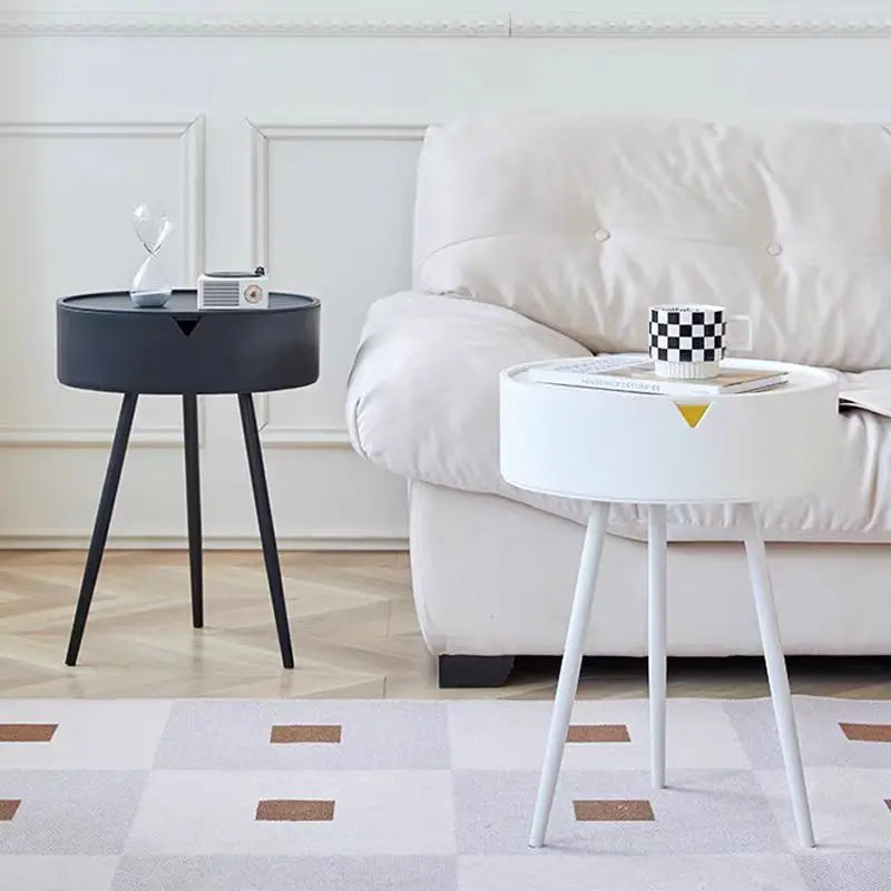 Round Plastic Side Table with Storage