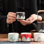 Ceramic Tea Set Blue Standard Size Hand-Painted Porcelain Tea Gift Set-3