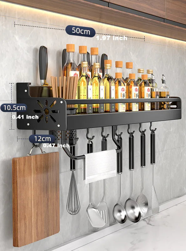 Metal Kitchen Wall Shelf - Self-Adhesive & Screwable