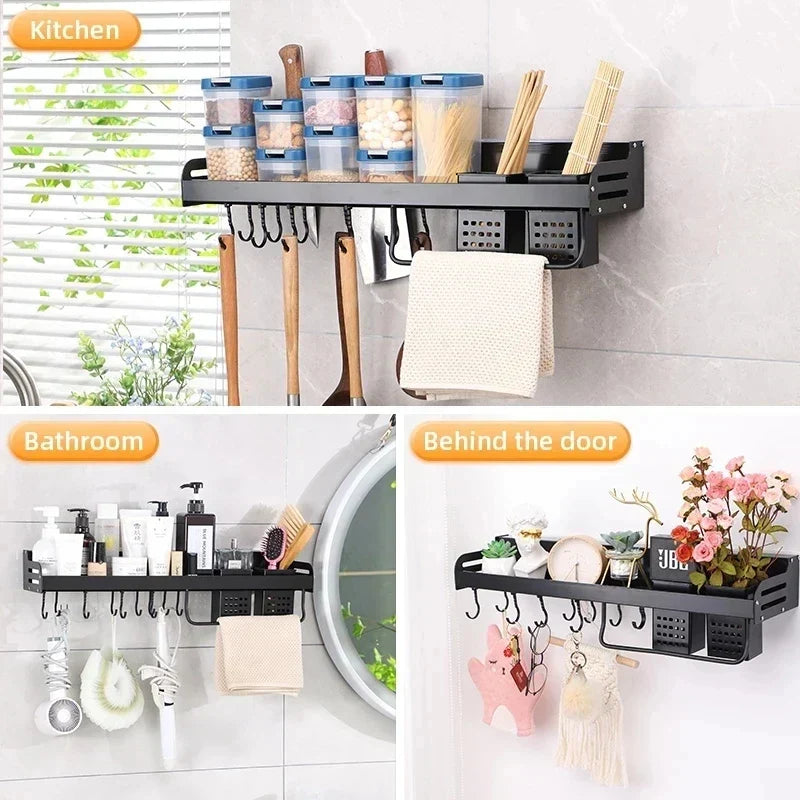 Metal Kitchen Wall Shelf - Self-Adhesive & Screwable