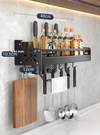 Metal Kitchen Wall Shelf - Self-Adhesive & Screwable