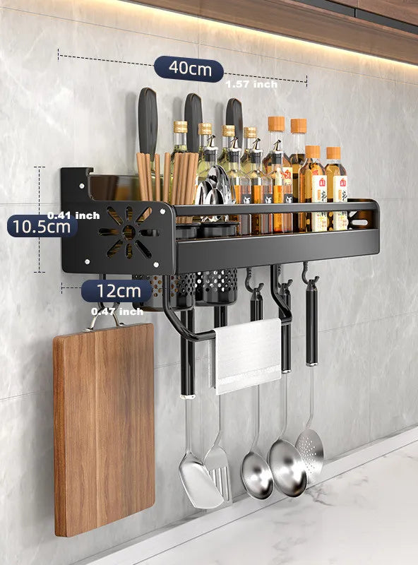 Metal Kitchen Wall Shelf - Self-Adhesive & Screwable
