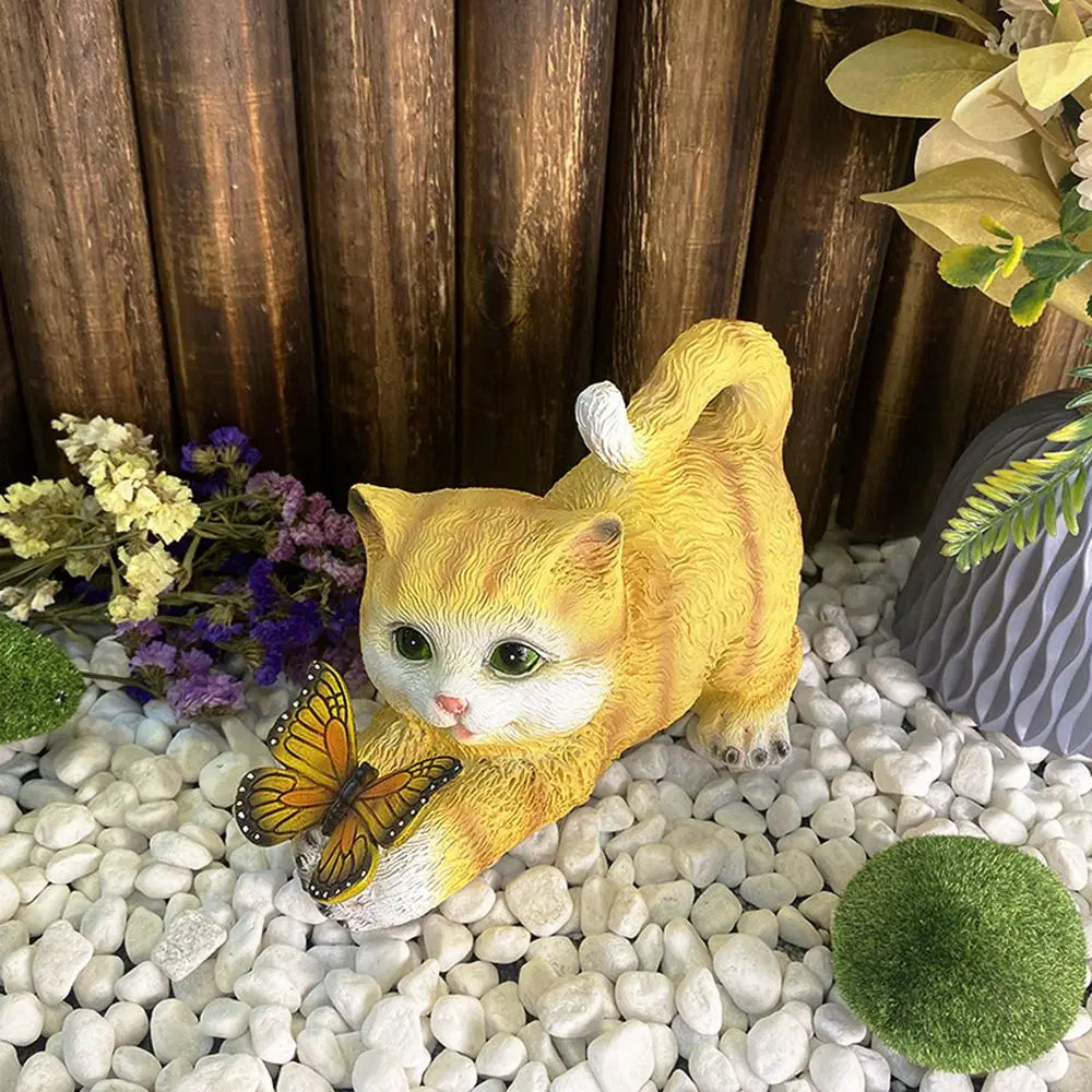 Butterfly Catcher Katzen-Dekoleuchte aus Kunstharz