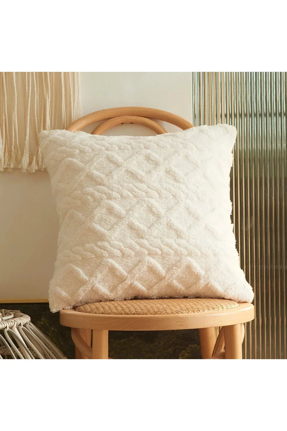 Geometric Plush Sofa Pillow Cover