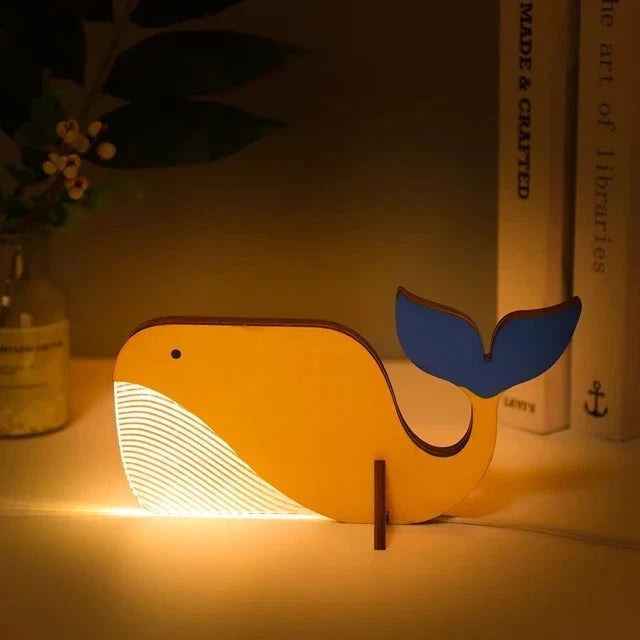 Charmante LED-Nachttischlampen aus Holz in Tierform