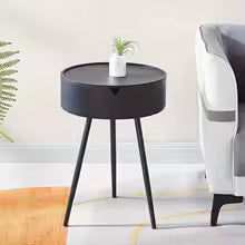 Round Plastic Side Table with Storage