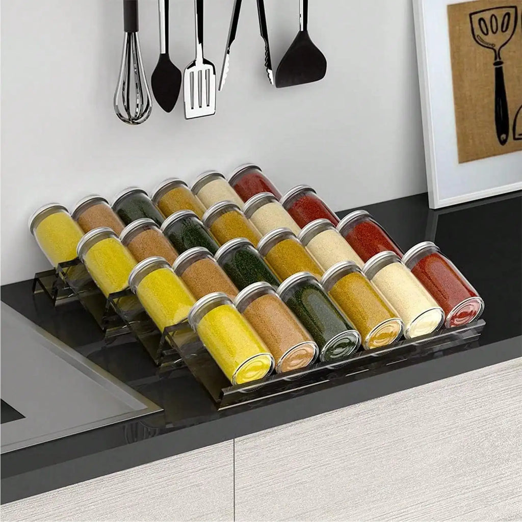 Acrylic Spice Drawer Organizer, 2-Tier, Angled & Stackable