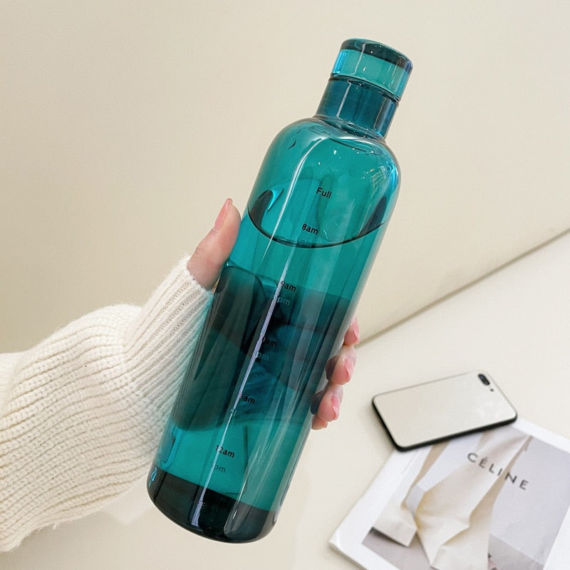 Heat-Resistant Glass Water Bottle with Time Scale